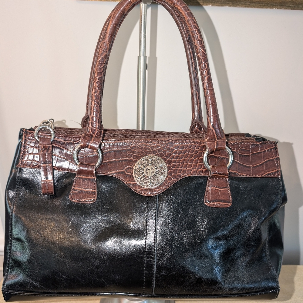 Giani Bernini Vintage Genuine Leather Brown and Black Shoulder Bag pre-owned